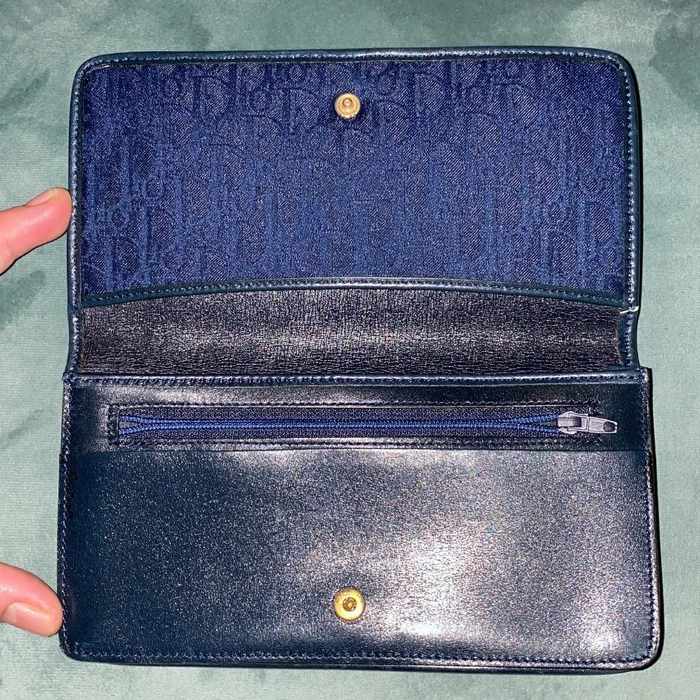 Christian Dior Long Wallet Blue Vintage - Picture 4 of 11
